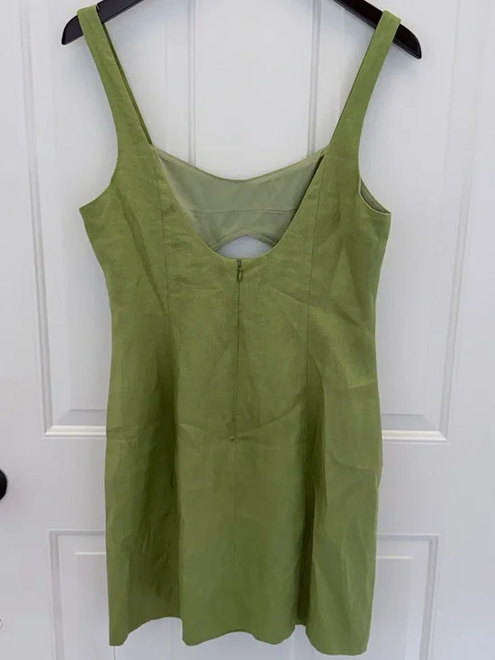 Reformation Belma Avocado Green Cutout Linen Mini Dress - Picture 6 of 10